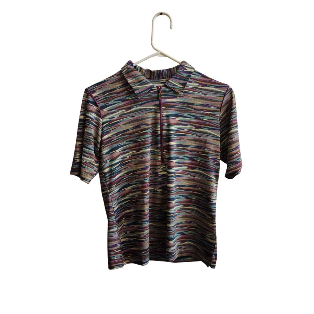 Sport Haley Women's Small Abstract Print 1/4‎ Zip Short Sleeve Golf Polo